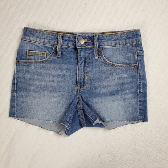 Universal Thread Womens Shorts Cut Off Medium Wash with Whiskering & Raw Hem 00 - Picture 1 of 6